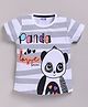 Kidcity Cotton Knit Half Sleeves Panda Printed Striped Top - White