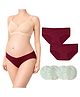 TUMMY Cotton blend Woven Pack Of 3 Solid Maternity Bra With Low Waist Panty & Breast Pads - Multi Colour