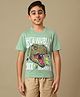 Kidsville Cotton Knit Jurassic World Featuring Half Sleeves Tyrannosaurus Rex Printed Tee - Green