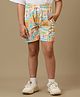 Kidsville Cotton Peanuts Featuring Snoopy Printed Shorts - Orange & Green