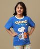 Kidsville Cotton Knit Peanuts Featuring Half Sleeves Snoopy Printed Tee - Blue