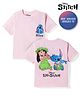 Bonfino Disney Single Jersey Knit Half Sleeves T-Shirt With Lilo N Stitch Front & Back Graphics - Light Pink