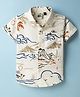 Ruff Cotton Woven Half Sleeves Printed Shirt - Cream