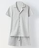 Spunkies Cotton Knit Half Sleeves Textured Shirt & Shorts Set - Grey