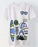 Spunkies Cotton Knit Half Sleeves Shark Printed Tee - White