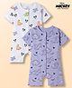 Babyoye Disney Interlock Knit Half Sleeves Rompers with Mickey Mouse Graphic Pack of 2 - Multicolor