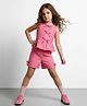 Taffykids Woven Sleeveless Bow Applique Detailed Top & Shorts Set - Pink