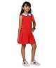 PILOLO Cotton Knit Sleeveless Solid Dress - Red