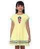 PILOLO Cotton Knit Half Sleeves  Lace & Pom Pom  Embellished Dress - Yellow