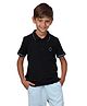 PILOLO Cotton Knit Half Sleeves Brand Name Embroidered Polo Tee - Black