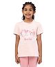 PILOLO Cotton Knit Half Sleeves Glitter & Pom Pom Embellished & Flamingo Printed Tee - Pink