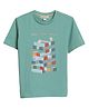 PILOLO Cotton Knit Half Sleeves Blocks Printed Tee - Green