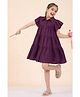 StyloBug Woven Half Sleeves Solid Dress - Purple