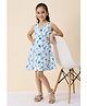StyloBug Cotton Woven Sleeveless Floral Printed Dress - Blue