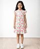 Anthrilo Cotton Blend Knit Half Frill Sleeves Cherry Printed Dress - Off White