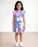 Anthrilo Cotton Blend Knit Frill Sleeves Tie & Dye Dress - Pink