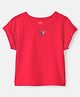 Carter's 100% Cotton Woven Half Sleeves Mermaid Embroidered Top - Red