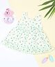 MAC WIN Cotton Blend Woven Sleeveless Floral Printed Bow Applique Detailed Dress - Green