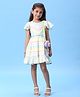 MAC WIN Cotton Woven Half Sleeves Striped Frill Detailed  Dress - Peach