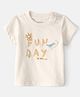 Carter's Cotton  Woven Half Sleeves T-Shirt with Whale Applique - Ivory