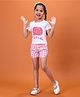 NUTTY BUTTY Sinker Knit Half Sleeves Apple Printed Top & Shorts Set - Red