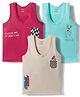 CUCUMBER Sinker Knit Sleeveless Vests With Racing & Island Print Pack of 3 - Multicolor