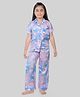 Barbie by Tiny Girl Woven Mattel Featuring Half Sleeves Barbie & Clouds Printed Coordinating Shirt & Pajama Night Suit - Purple