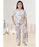 Barbie by Tiny Girl Woven Mattel Featuring Half Sleeves Barbie & Typography Printed Coordinating Shirt & Pajama Night Suit - White