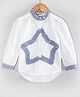 Hugsntugs Cotton Woven Full Sleeves Star Applique Detailed Top - White