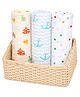 GRASPING FINGERS Soft Breathable 110x100 Cm 100% Muslin Cotton Baby Multipurpose Swaddle Set of 3