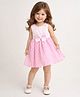 The Magic Wand Woven Sleeveless Polka Dot Printed  Bow Applique Detailed Pearl Embellished  Dress - Pink