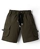 Spark Cotton Knit Above Knee Length Solid Color Shorts with Pocket - Olive Green