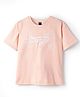 Spark Cotton Knit Half Sleeves T-Shirt with Strange Embroidery - Peach
