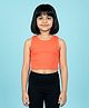 Kiddopanti Cotton Spandex Knit Sleeveless Solid Racerback Crop Top - Coral