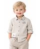 Spool Junior Cotton Woven Full Sleeves Go Text Patch Embroidered Shirt - Grey