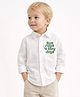 Spool Junior Cotton Woven Full Sleeves Sun Rays N Lazy Days Text Applique Detailed Shirt - White