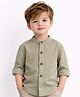 Spool Junior Cotton Woven Full Sleeves Solid Shirt - Olive Green