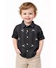 Spool Junior Cotton Woven Full Sleeve Arrow Embroidered Shirt - Black