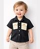 Spool Junior Cotton Woven Half Sleeves Striped Shirt - Black