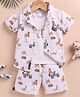 OLY KIDS Cotton Knit Half Sleeves Safari Theme Printed Coordinating Shirt & Shorts With Tee Set - Coffee