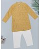 Indus Route by Pantaloons Woven Full Sleeves Leaf Printed Kurta & Pyjama Set - Mustard