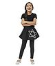 Plan B Cotton Knit Half Sleeves Solid Tee & Star Printed Skeggings Set - Black