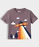 Orange Sugar 100% Cotton Knit Half Sleeves Ufo Printed Tee - Brown