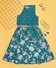Akkriti by Pantaloons Woven Sleeveless Floral Embroidered  Lehenga Choli & Dupatta Set - Teal Blue