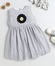 Bright Stars KIDSWEAR Cotton Woven Sleeveless Patch Embroidered Dress - Black