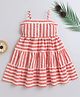 Bright Stars KIDSWEAR Cotton Woven Striped Tiered Dress - Orange