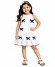 Bright Stars KIDSWEAR Waffle Knit Sleeveless Bow Applique Detailed Halter Neck Dress - Off White
