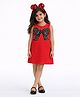 Bright Stars KIDSWEAR Knit Sleeveless Bow Applique Detailed Sequins Embellished Dress - Red
