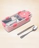 Myneemoe Bento Go Stainless Steel Lunch Box with Gravy Dibbie, 2 Compartment Tiffin Box for School & Daily Solid Meals - Pink