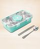 Myneemoe Bento Go Stainless Steel Lunch Box with Gravy Dibbie, 3 Section Tiffin Box for School & Daily Solid Meals - Turquoise